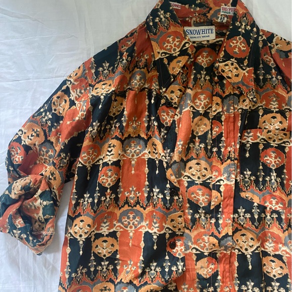 Vintage Snowhite Silk Button Down - Picture 1 of 5